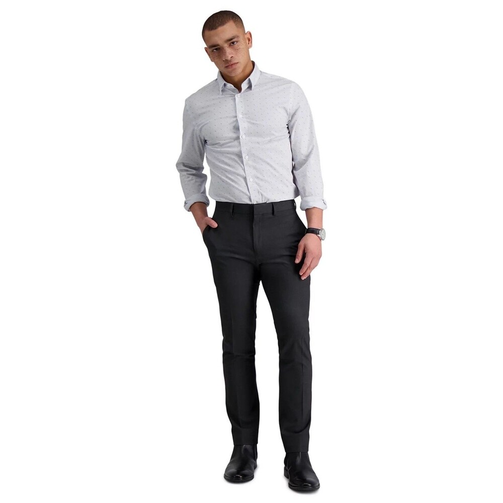 $95 NEW KENNETH COLE REACTION Mens 32x30 Charcoal Heather Skinny Fit Dress Pants